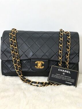 CHANEL Classic Double Flap Shoulder Bag with Gold Hardware